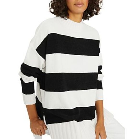 Sanctuary Feel Good Striped Tunic Sweater In Black S - Picture 1 of 3
